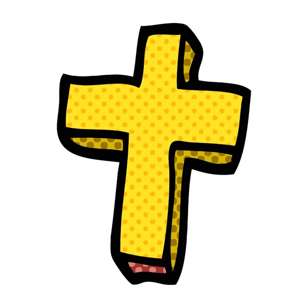 Kreslený Doodle Zlatý Kříž — Stockový vektor