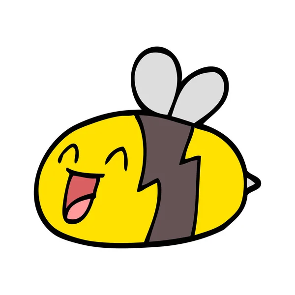 Hand Dras Doodle Stil Tecknad Bee — Stock vektor