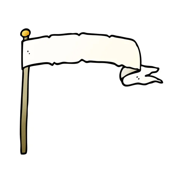 Karikatur Doodle Schwenkt Weiße Fahne — Stockvektor