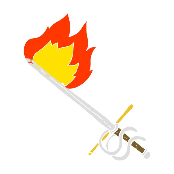 炎の剣のフラットカラーイラスト — ストックベクタ