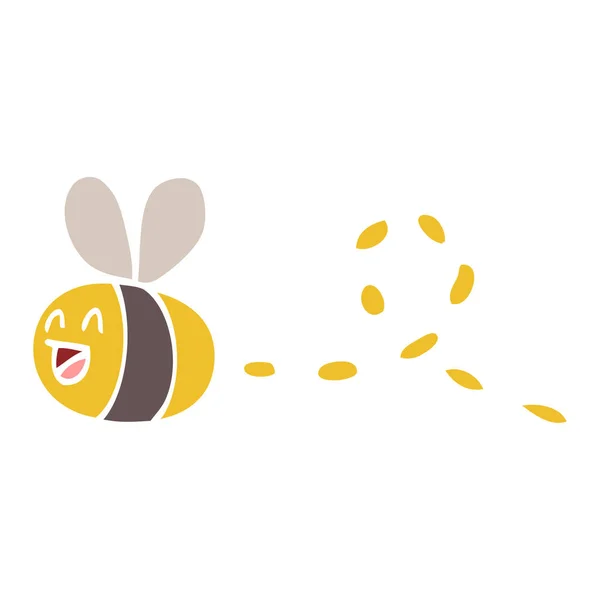 Плоский Колір Ілюстрації Мультфільм Дзижчання Бджоли — стоковий вектор