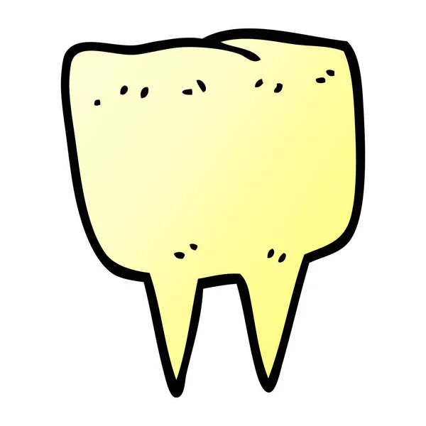 Desenho Animado Doodle Dente Plana Ícone Isolado Fundo Branco Vetor — Vetor de Stock