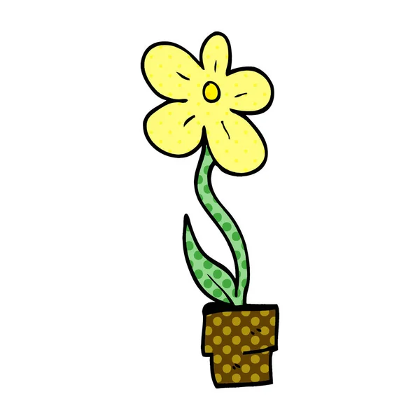 Dessin Animé Doodle Pot Fleurs — Image vectorielle