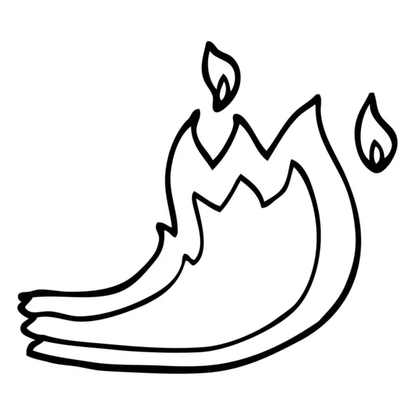Llama Fuego Dibujos Animados Blanco Negro — Archivo Imágenes Vectoriales
