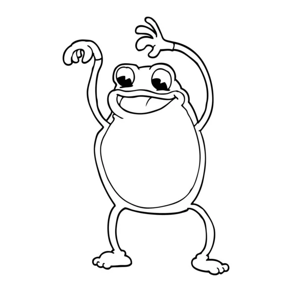 Line Drawing Cartoon Frog — Stock Vector