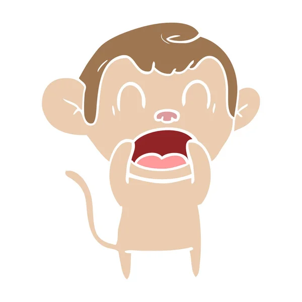 Shouting Flat Color Style Cartoon Monkey — Stock Vector