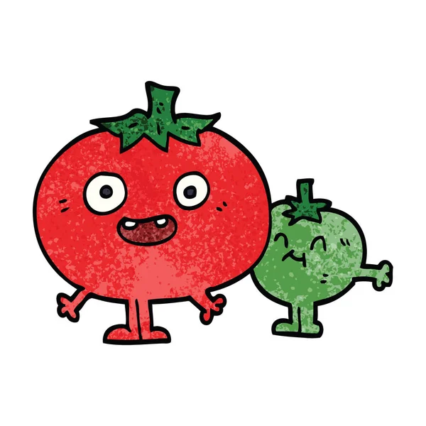 Doodle Desenhos Animados Tomates Felizes — Vetor de Stock