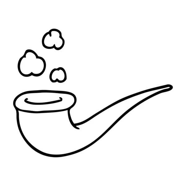 Línea Dibujo Dibujos Animados Fumar Pipa — Archivo Imágenes Vectoriales