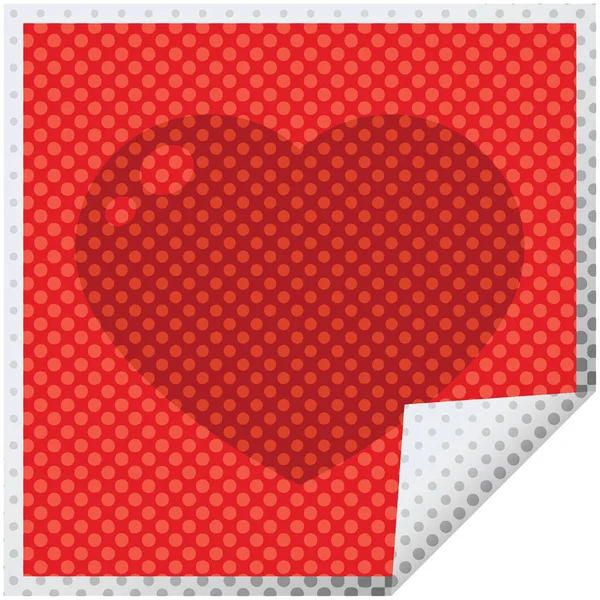心のシンボル グラフィックのベクター イラスト正方形シール — ストックベクタ