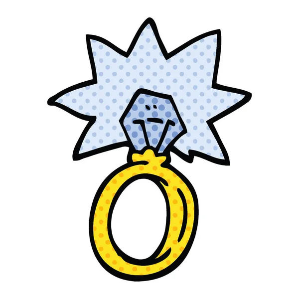 Anillo Compromiso Dibujos Animados Estilo Cómic — Vector de stock