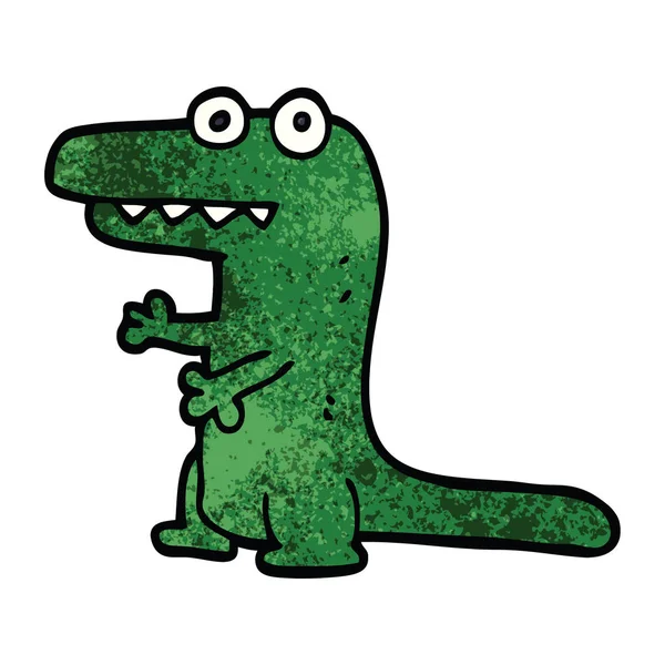 Dessin Animé Doodle Fou Alligator — Image vectorielle