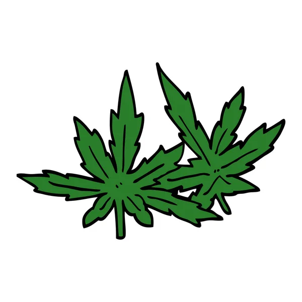 Foglie Marijuana Cartoon Doodle — Vettoriale Stock