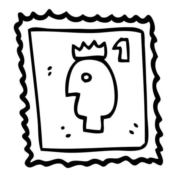 Lijntekening Cartoon Stempel Met Koninklijke Hoofd — Stockvector