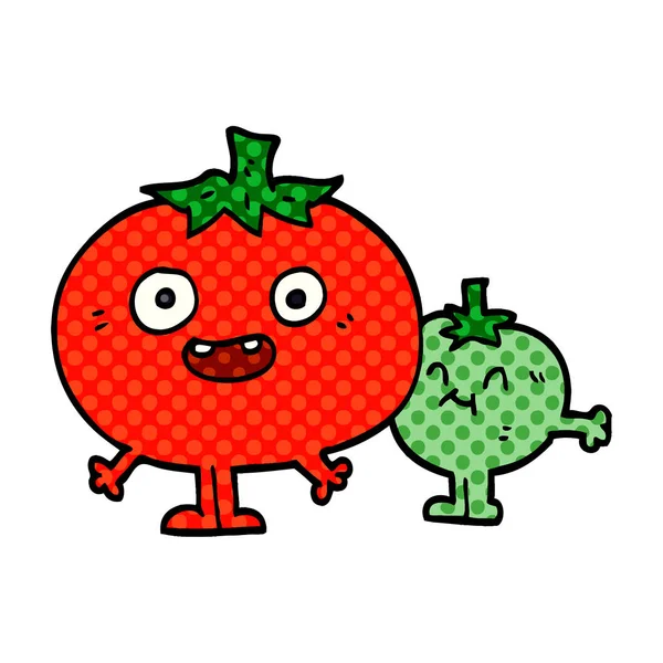 Dessin Animé Gribouille Tomates Heureuses — Image vectorielle