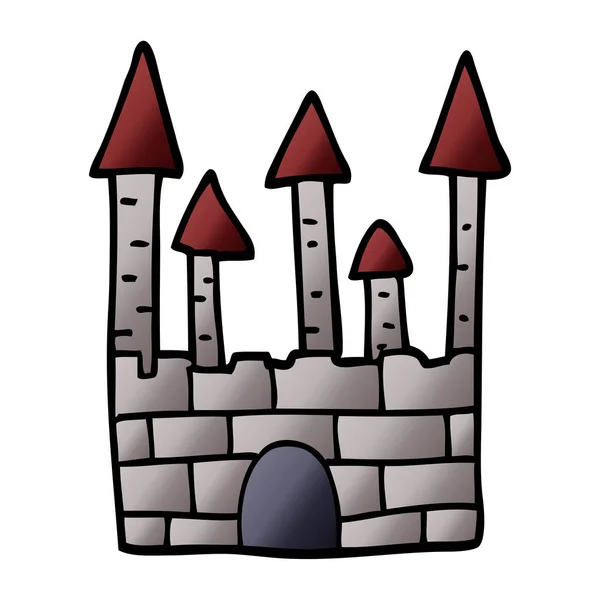 Desenho Animado Doodle Castelo Tradicional —  Vetores de Stock