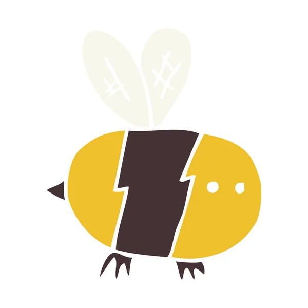 Platt Färg Stil Tecknad Bee — Stock vektor