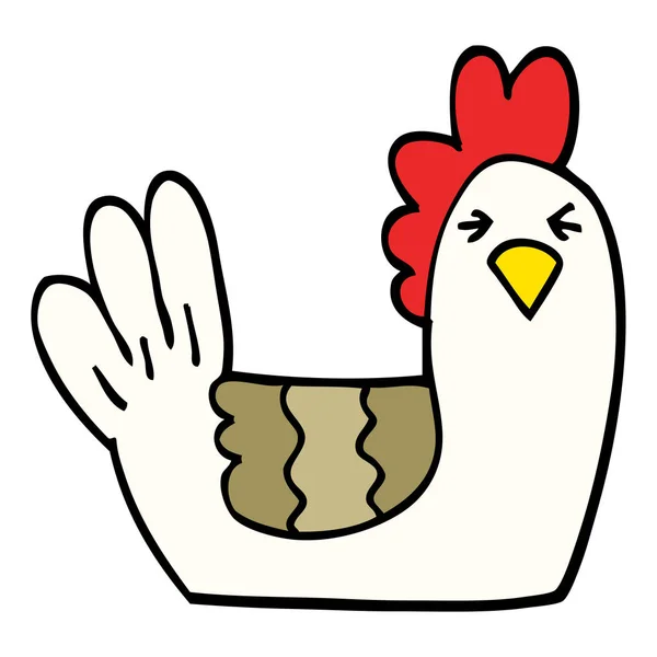 Mano Disegnato Doodle Stile Cartone Animato Gallina Arrosto — Vettoriale Stock