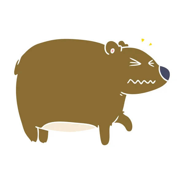 扁平颜色风格动画片熊头部疼痛 — 图库矢量图片