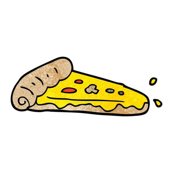 Desenho Animado Doodle Pizza Fatia — Vetor de Stock