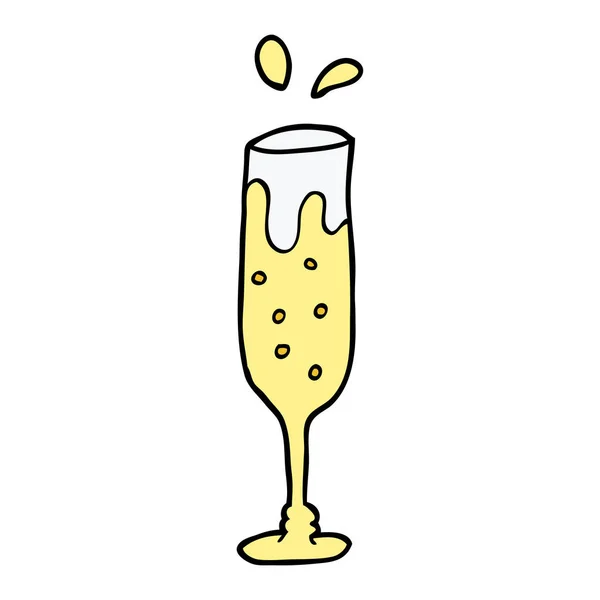 Cartoon Doodle Glas Champagne — Stockvector