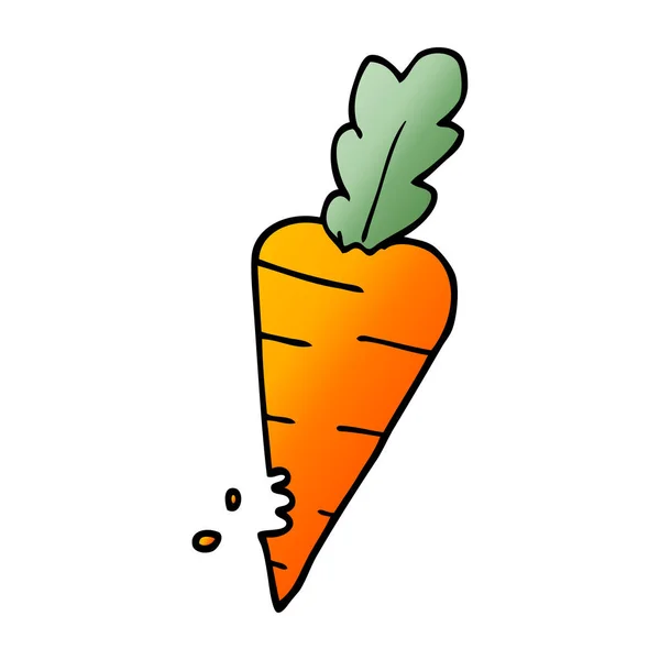 Carota Doodle Cartone Animato Con Segni Morsi — Vettoriale Stock