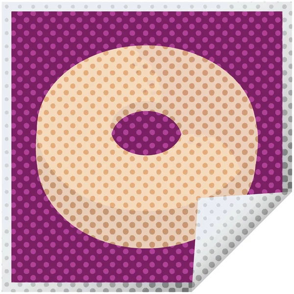 Donut Grafik Vektor Illustration Quadrat Aufkleber — Stockvektor