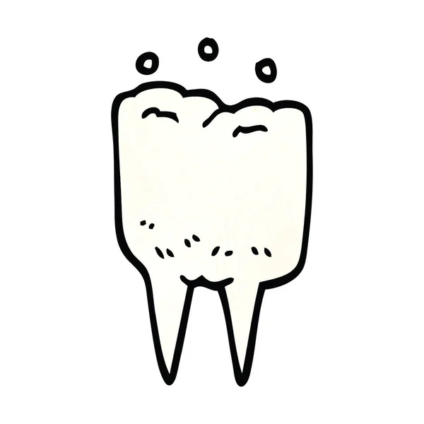 Desenho Animado Doodle Dente Plana Ícone Isolado Fundo Branco Vetor — Vetor de Stock