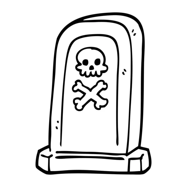 Line Drawing Cartoon Spooky Victorian Grave — Stock Vector