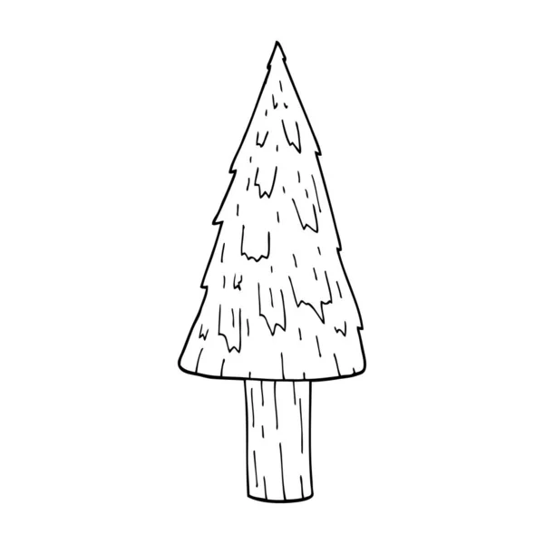 Linienzeichnung Cartoon Weihnachtsbaum — Stockvektor