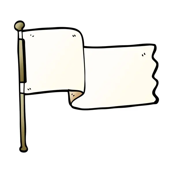 Dibujos Animados Garabato Bandera Blanca Ondeando — Vector de stock