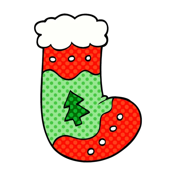 Cartone Animato Doodle Calze Natale — Vettoriale Stock