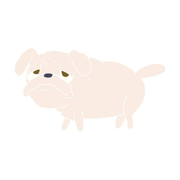 Flat Color Style Cartoon Unhappy Pug Dog — Stock Vector