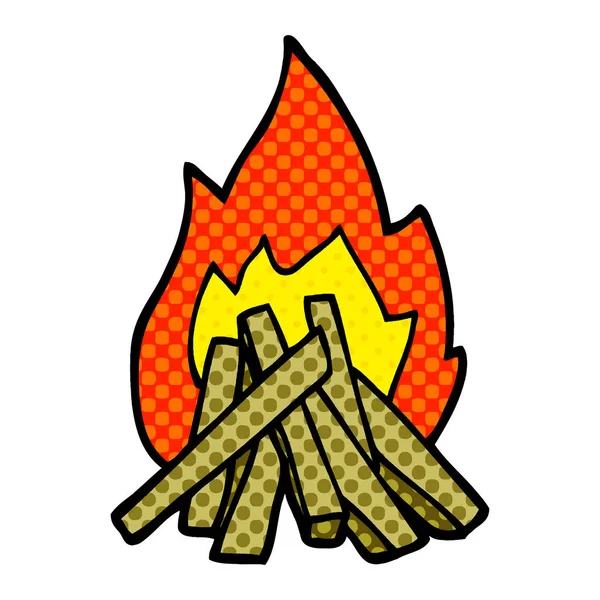 Dibujos Animados Doodle Campamento Fuego — Archivo Imágenes Vectoriales