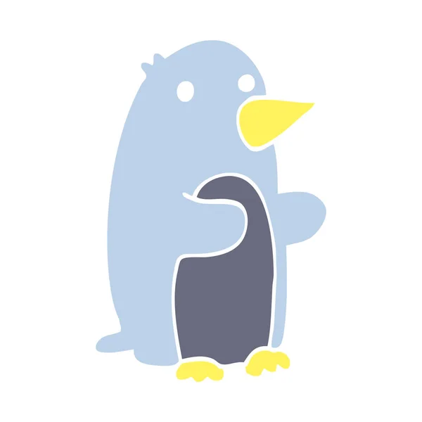 Pingüino Dibujos Animados Estilo Color Plano — Vector de stock