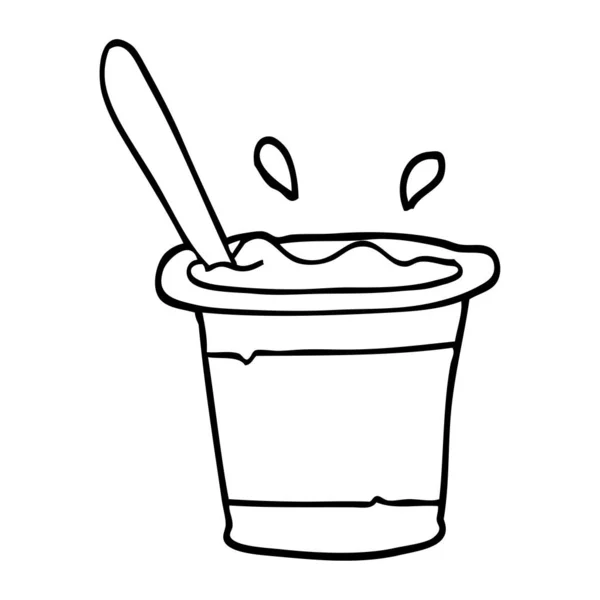 Svartvita Tecknade Yoghurt — Stock vektor