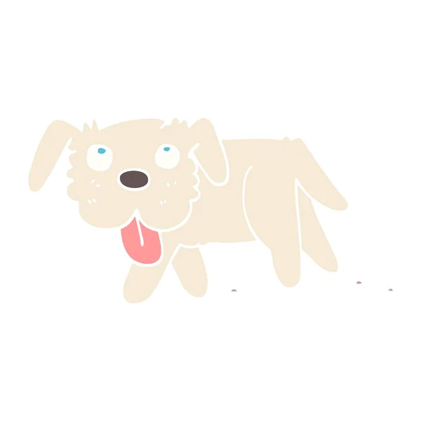 Cor Plana Ilustração Desenho Animado Feliz Cão —  Vetores de Stock