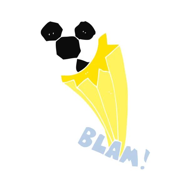 Plano Color Estilo Dibujos Animados Pateó Pelota Fútbol — Vector de stock