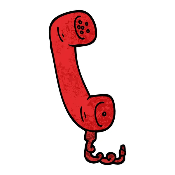 Grunge Texturierte Illustration Cartoon Telefonhörer — Stockvektor