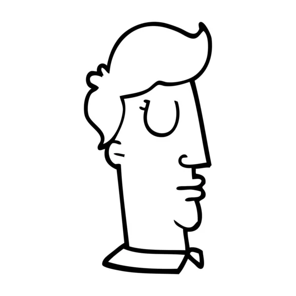 Linienzeichnung Cartoon Menschlicher Kopf — Stockvektor