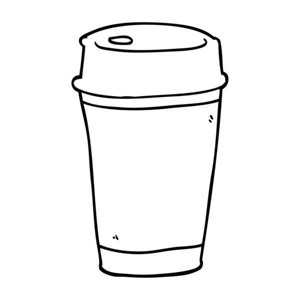 Linjeritning Tecknad Kaffe — Stock vektor