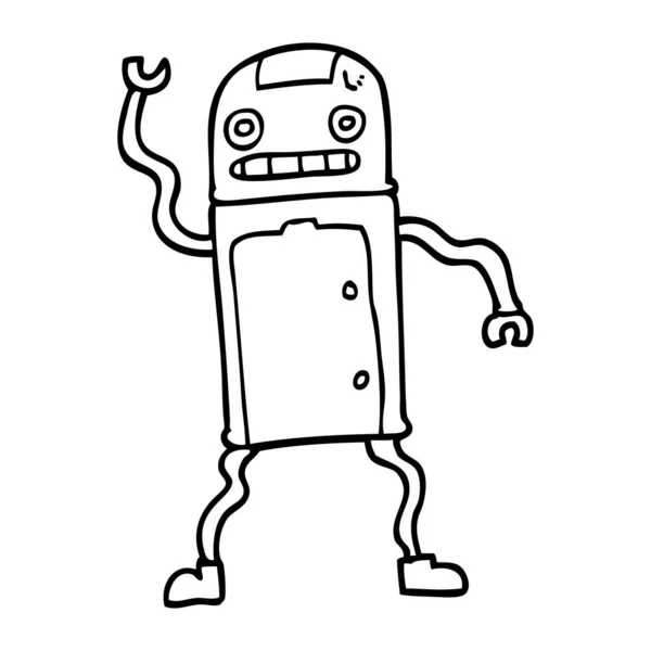 Line Drawing Cartoon Robot — Stock Vector