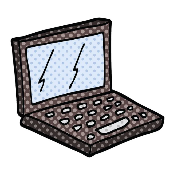 Comic Book Style Cartoon Laptop Computer — Stock Vector