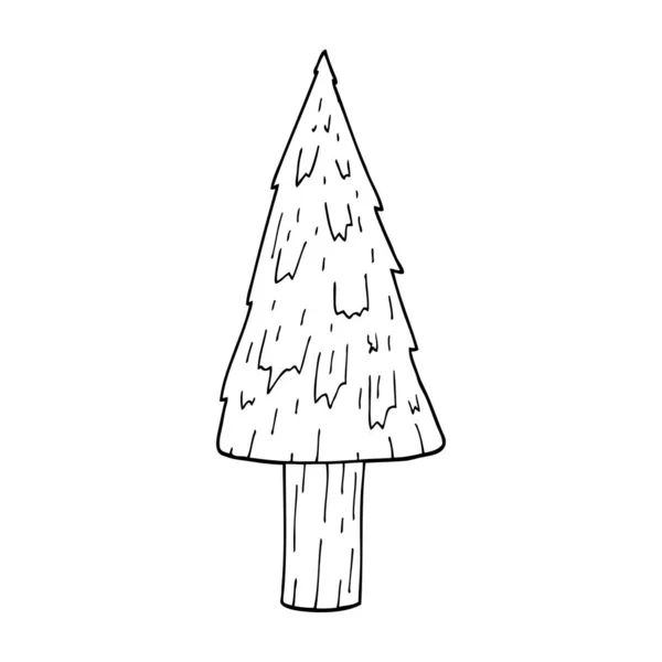 Lijntekening Cartoon Kerstboom — Stockvector