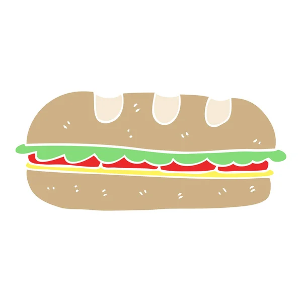 Flat Color Illustration Huge Sandwich — Stock Vector