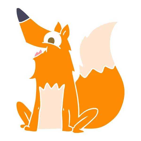 Flat Color Style Cartoon Happy Fox — Stock Vector