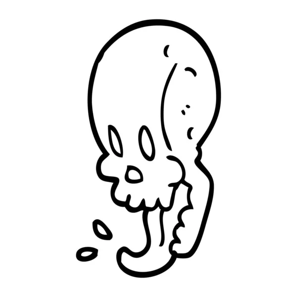 Linea Disegno Cartone Animato Cranio Lordo — Vettoriale Stock