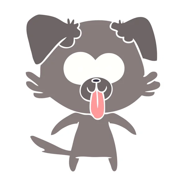 Flache Farbe Stil Cartoon Hund Mit Herausragender Zunge — Stockvektor