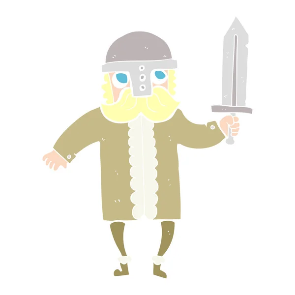 Flat Color Illustration Saxon Warrior — Stock Vector