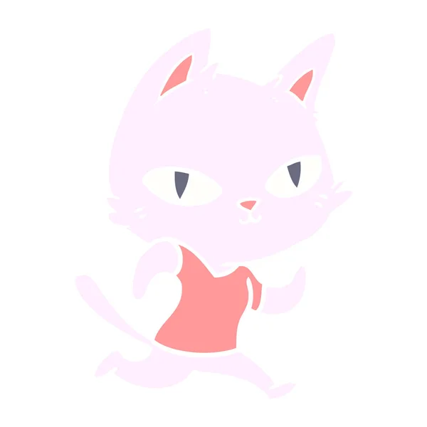 Plat Couleur Style Dessin Animé Chat Courir — Image vectorielle