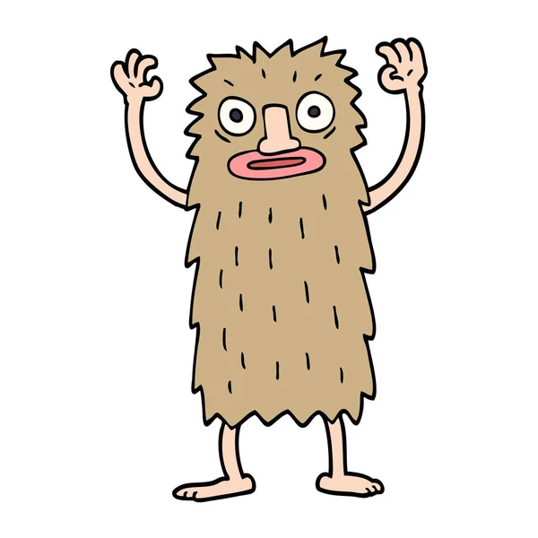 Cartone Animato Doodle Bigfoot Creatura — Vettoriale Stock